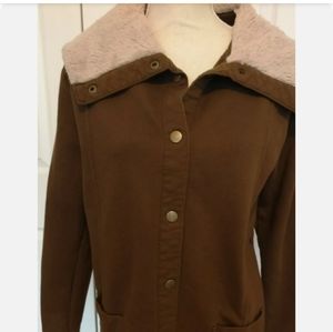2/$10 Brown jacket with sherpa collar detail